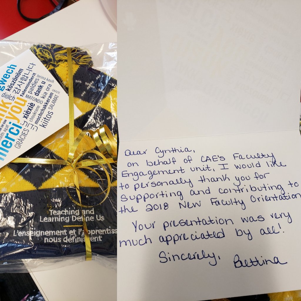 CBelfitt's tweet photo. I had a little gift sitting on my desk when I got into my office this morning. Chii-Miigwech @BettinaBrocker1 @LUexcellence! #supportingIndigenousstudents #sharingknowledge #laurentian #newfacultyworkshop https://t.co/tBS7KpcMSI