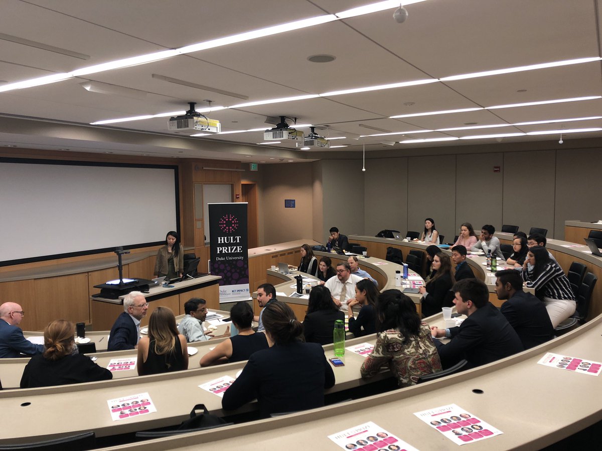 The Hult Prize Finals here at <a href="/DukeU/">Duke University</a> are happening now. 4 Teams will compete for advancement to regional competitions and sponsorship by <a href="/EshipAtDuke/">Duke I&E</a> //<a href="/DukeSocEnt/">Duke SocEnt</a> <a href="/hultprize/">Hult Prize</a>