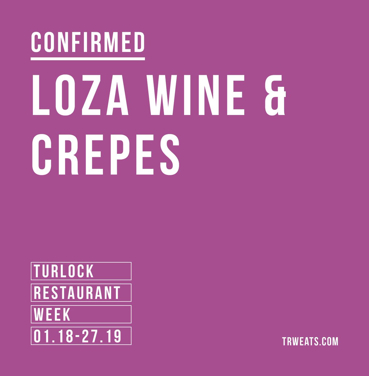 HeyTurlock's tweet photo. We are loco for LOZA!🤪 JUST CONFIRMED: LOZA WINE &amp; CREPES 💚💚💚💚 TRW is packed with flavor now! Check out https://t.co/by6dkS6148 for the full list of restaurants participating so far. #turlockrestaurantweek19 #TRW19 #trweats https://t.co/QssBgWfz6m