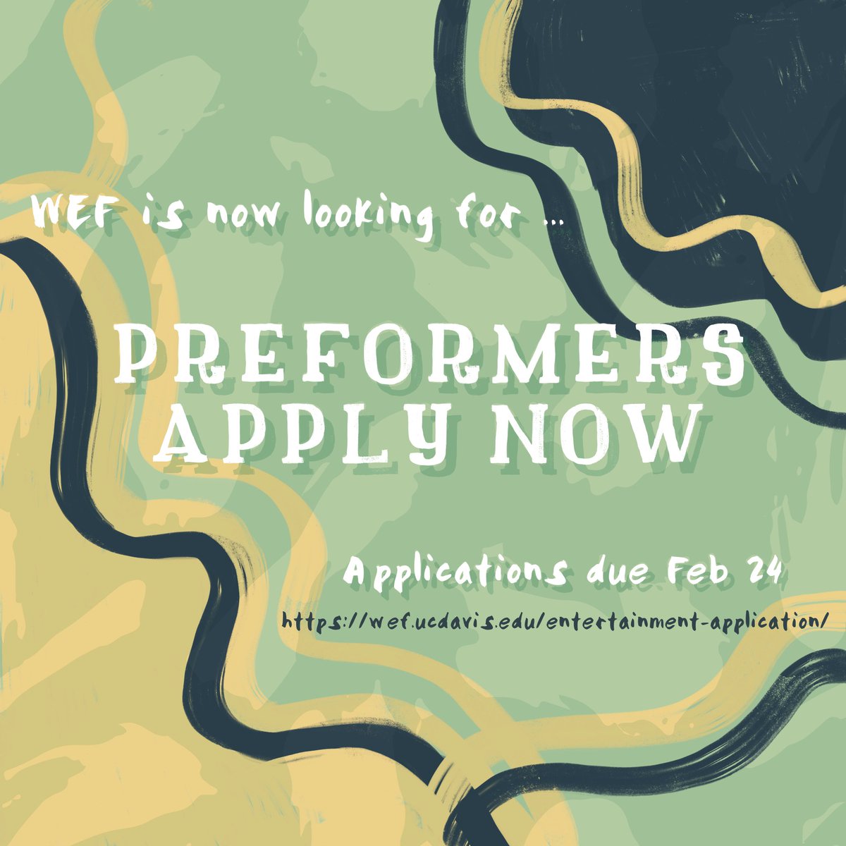 Our application to preform at our 3 day festival is now open!! Follow the link to apply today!  wef.ucdavis.edu/entertainment-…
