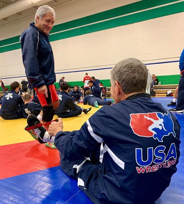 BullworkerFit's tweet photo. A couple coaches giving it a go! Nice ankle warmup for another veterans world championships. #isobow #warmup #getloose https://t.co/jbbw8Vo8IS https://t.co/PcBfeYKYlH