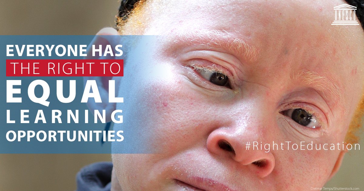 Discrimination and intolerance obstruct learning for millions, and it must end now!

The #RightToEducation of excluded and marginalized communities must be guaranteed. 

Share if you agree 👍 on.unesco.org/righttoeducati… #StandUp4HumanRights #ThisAbility #IDPD