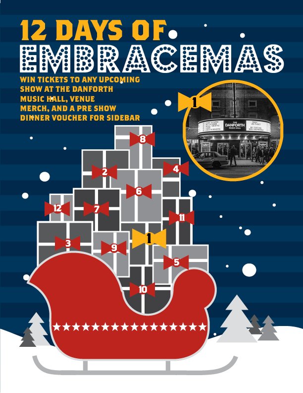 TheDanforthMH's tweet image. Our friends at @EmbracePresents are getting into the holiday spirit with Embracemas! Head to their Facebook page for details on how to win a jolly good time at The Danforth Music Hall with a prize pack 🎄🎅
