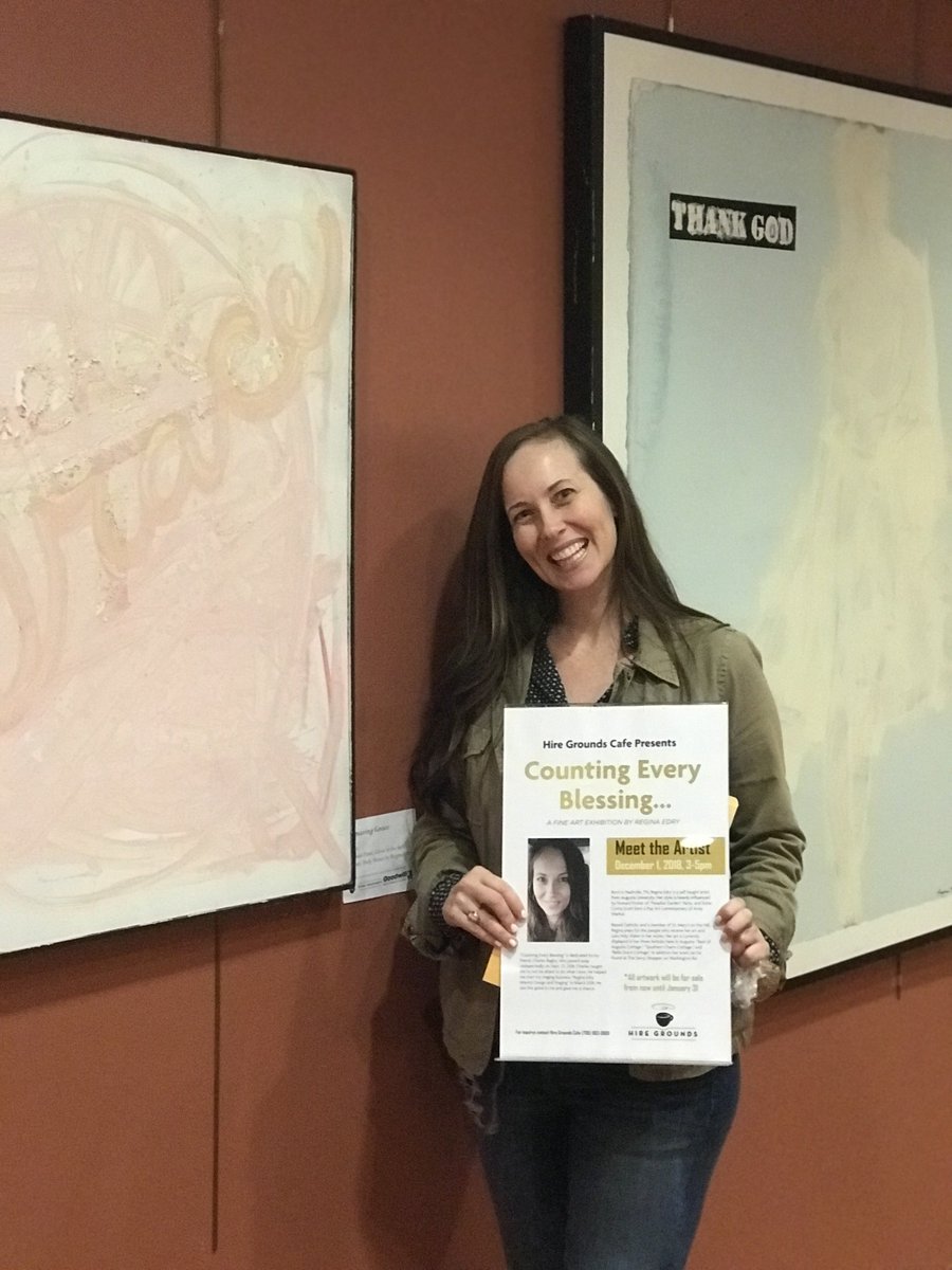 HireGroundsCafe's tweet image. Our Artist Reception with Regina Edry was a success! Stop in this month to enjoy her gallery. A portion of all proceeds benefit @GoodwillWorks's mission services. #LocalArtist #GoodwillWorks #Support #GoodCoffeeGoodKarma