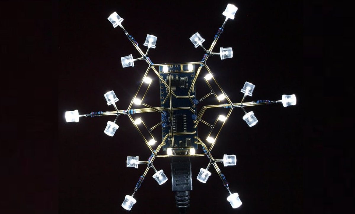 arduino's tweet image. ❄ Let it glow, let it glow, let it glow... 'Tis the season to create your own freeform snowflake with Arduino! bit.ly/2AAxaOX