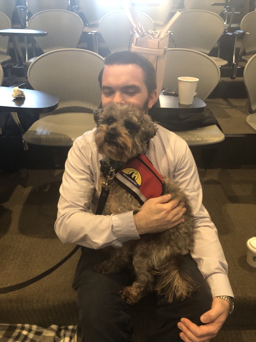 maloneev's tweet photo. Hung out with my new buddy Baxter at today’s @MCPHS_WooManc study break.  If you missed him and his friend Molly the greyhound, stop by Lincoln square on Thursday from 12-1:30! https://t.co/UoxdojuNbA