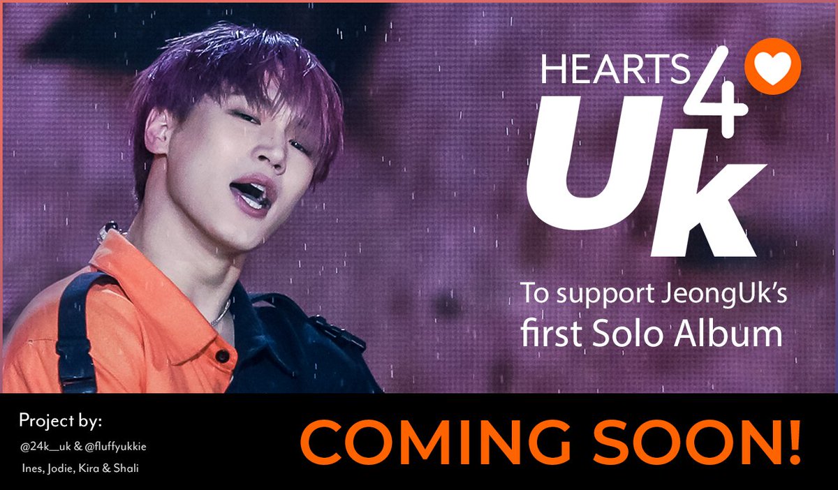 fluffyukkie's tweet photo. Hello 24U~ Got a support project for Uk’s solo debut coming up in collaboration with @24K__UK ! Please watch out for our announcement, we hope to see your participation~! #Hearts4Uk 🧡 #UkFirstSoloAlbum #24K #JEONGUK #UK #투포케이 #정욱 #유케이 https://t.co/0Io0cuDLtJ