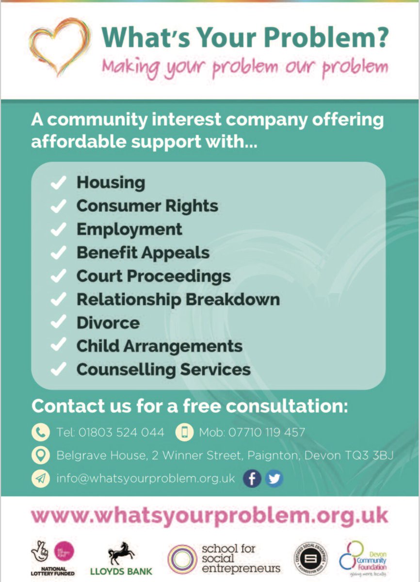 For more information about our services see our leaflet below or head to the website. Please follow & retweet #torbayhour @torbayhour #socent #heretohelp #whatsyourproblem #makingyourproblemourproblem