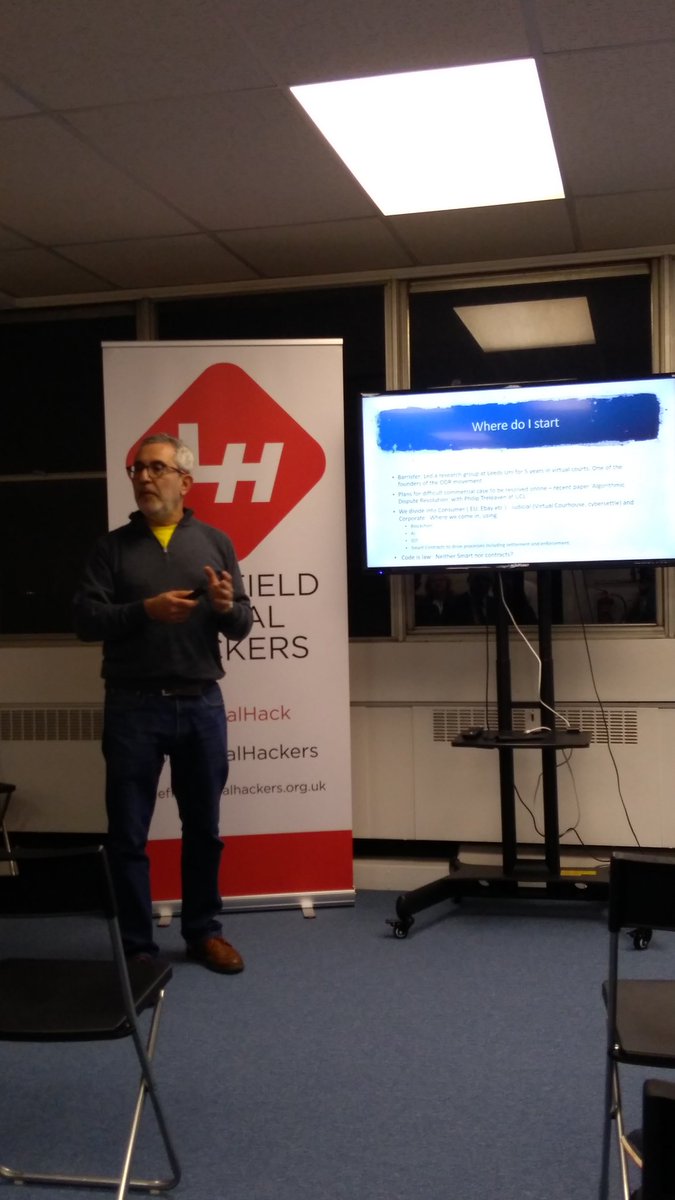 S1LegalHackers's tweet photo. @tbarbarnett talks about how UK jurisdiction needs to be out infront for international arbitration when coders using #smartcontracts don't implement contracts correctly. #legalhack https://t.co/30wWfhdu06
