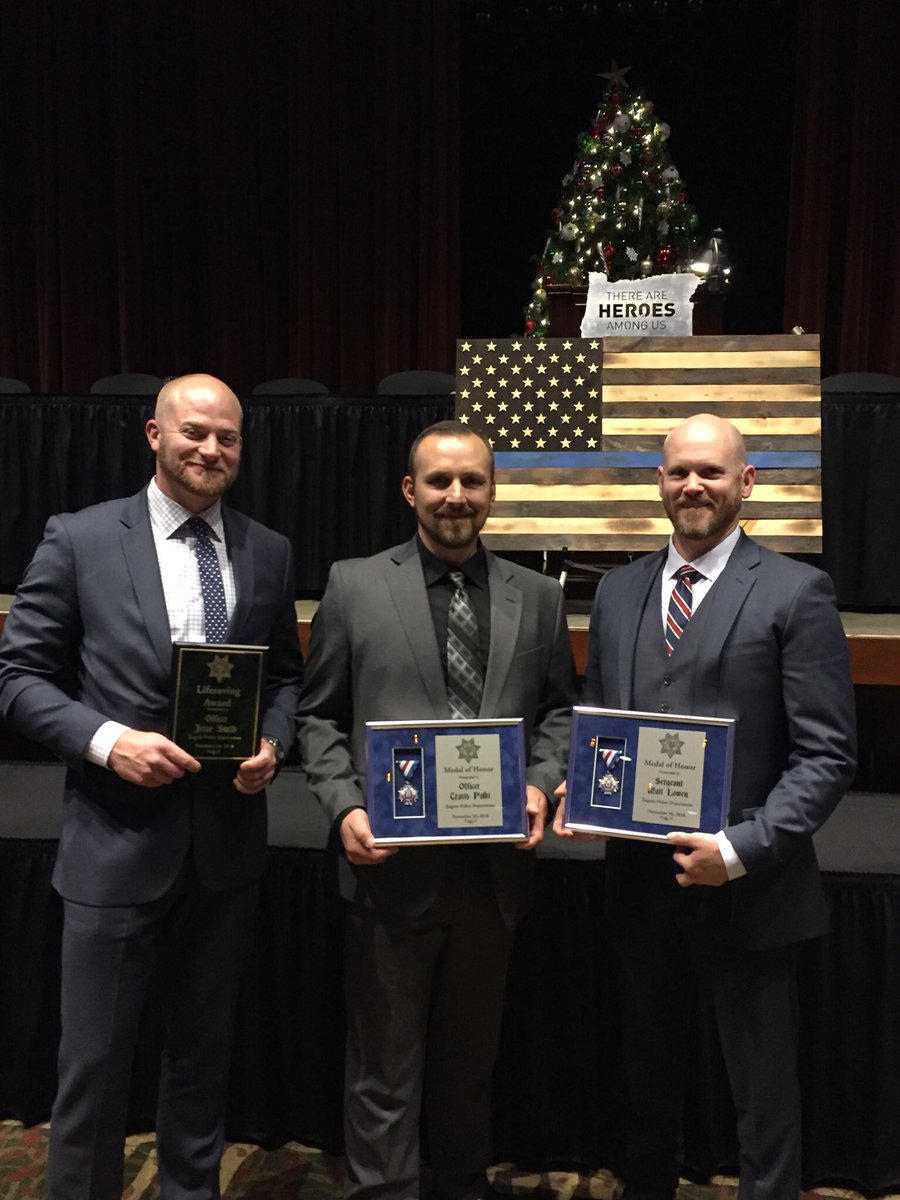 Attended the Oregon Police Officers Association awards banquet on Friday night. Congratulations to Officer Jesse Smith for receiving a Life Saving award and Officer Travis Palki and Sergeant Matt Lowen for the Medal of Honor.