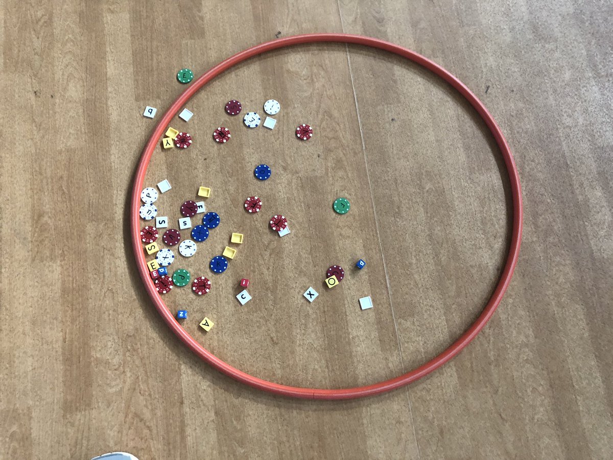 SHEHuskyPE's tweet photo. Last week we collected ornaments for “The Big Guys” tree. This week we’re helping make “the list”. Working on rolling and spelling. Ball hits a hoop you get 3 letter tiles and if it stops in a hoop you get 5. At the end use the letters to spell as many names as possible. https://t.co/MQIwXP2T1g