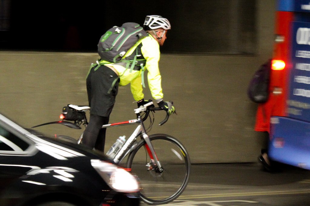 NicewayCodeGB's tweet photo. Look at this picture. There’s a cyclist in it, but can you see him? No! Of course you can’t! He’s not wearing bright trousers! Imagine how awful you’d feel if you drove straight into him simply because you couldn’t see him? Right! Well, tell everyone what you think about that! https://t.co/RANle6Pzj0