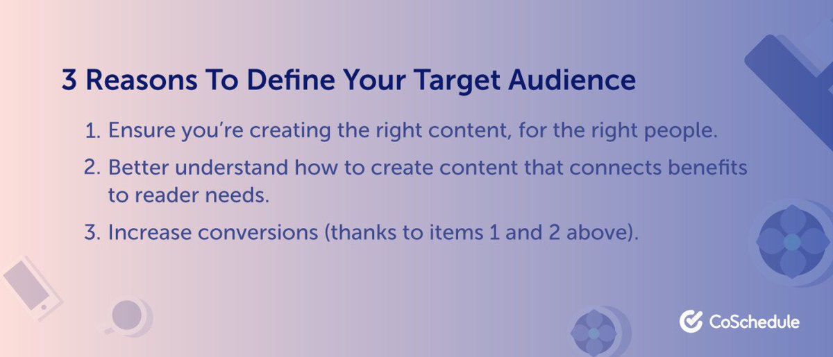 CoSchedule's tweet image. Defining your target audience will help you with your #conversioncopywriting!cos.sc/2KCelzO
