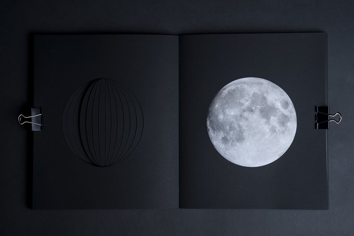 titlepress's tweet image. MOON by Rosa Tedesco. An optimal odyssey covering the many phases and perspectives of a lunar landscape — in the form of a pop-out paper book, calendar &amp;amp; collector’s item. available online 1/1. #titletext