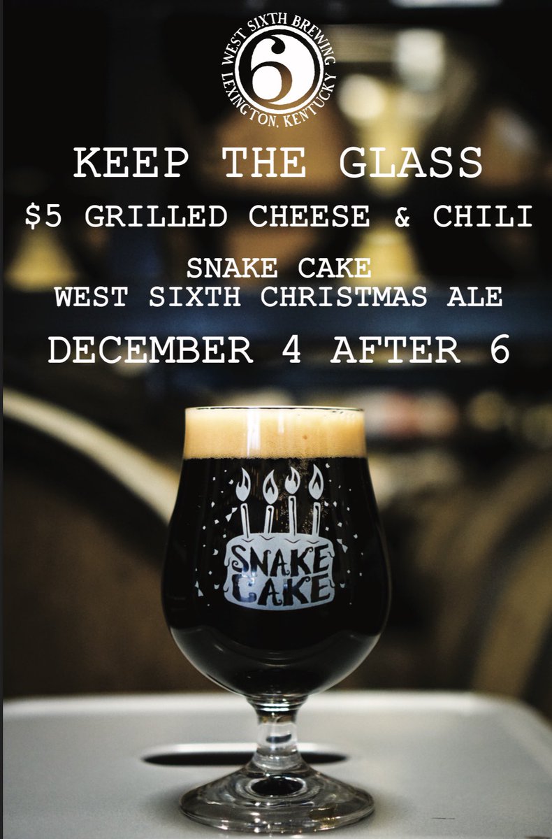 westsixthliz's tweet photo. @StMattsDrakes is the place to be tomorrow at 6pm. The illusive @WestSixth Snake Cake will be flowing at 6pm and the first 25 get to leave with a special glass! To top that off there will be grilled cheese and chili for $5. 🐍🎂🖤🍻 #localbeertastesbetter https://t.co/r5wEzgUTkZ