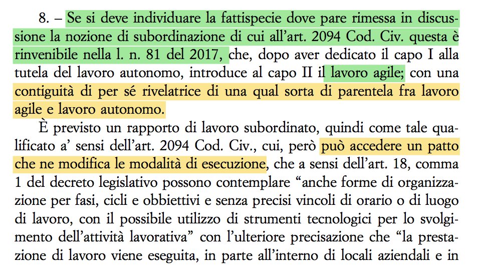 MarcoMenegotto's tweet photo. #daleggere #FrancoCarinci (ADL, 3/2018) su #subordinazione(i), #autonomia, #cococo, #lavoroagile e #reteimprese. > #lavoroagile come vera fattispecie che pone in discussione la tenuta della stessa tradizionale nozione del 2094 cc #PhD_MARM https://t.co/VCpNgLbhCR