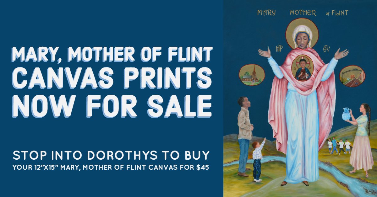 FlintCatholic's tweet photo. Canvas prints of Mary, Mother of Flint for sale at Dorothys House of Coffee!
#Flint #ChristmasGiftIdea https://t.co/ZLG5r3Dfp3
