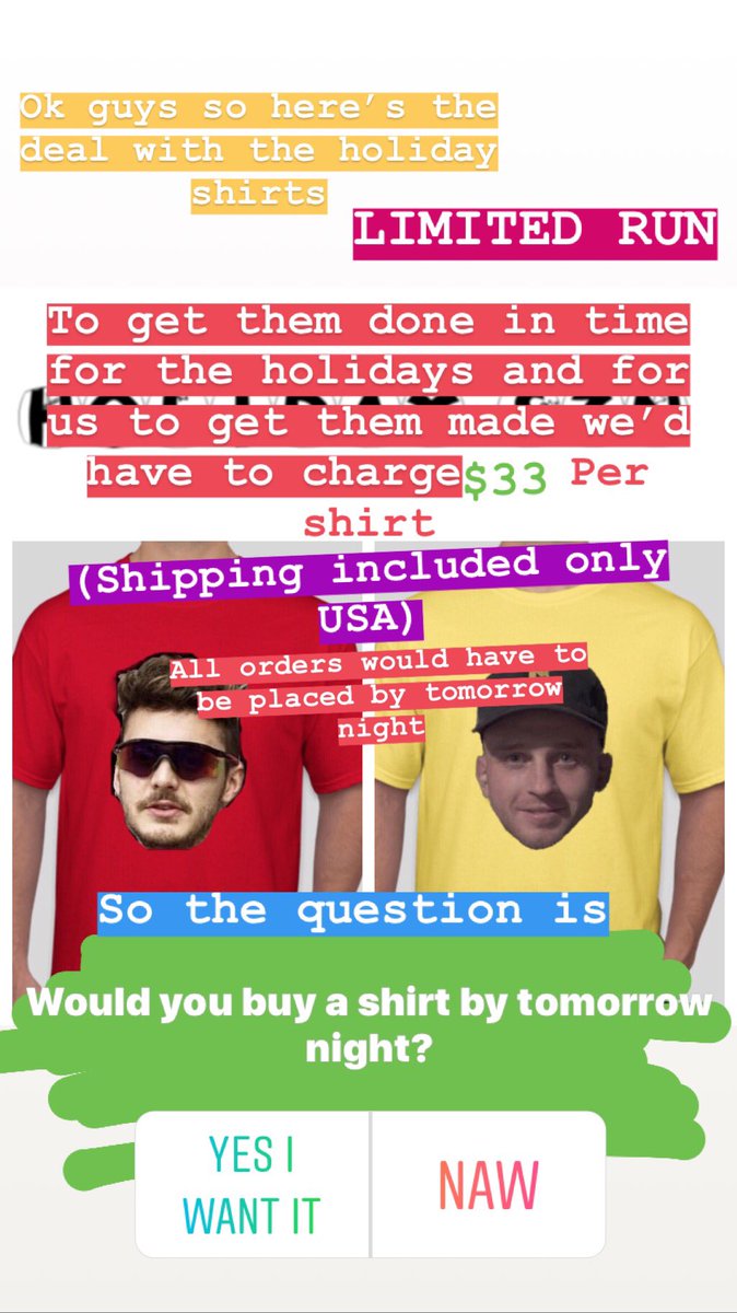 nickgrayalways's tweet photo. Hey guys go peep my IG story if you’re interested in a holiday shirt and vote!

IG @nickgrayalways https://t.co/C3G0v0YATJ