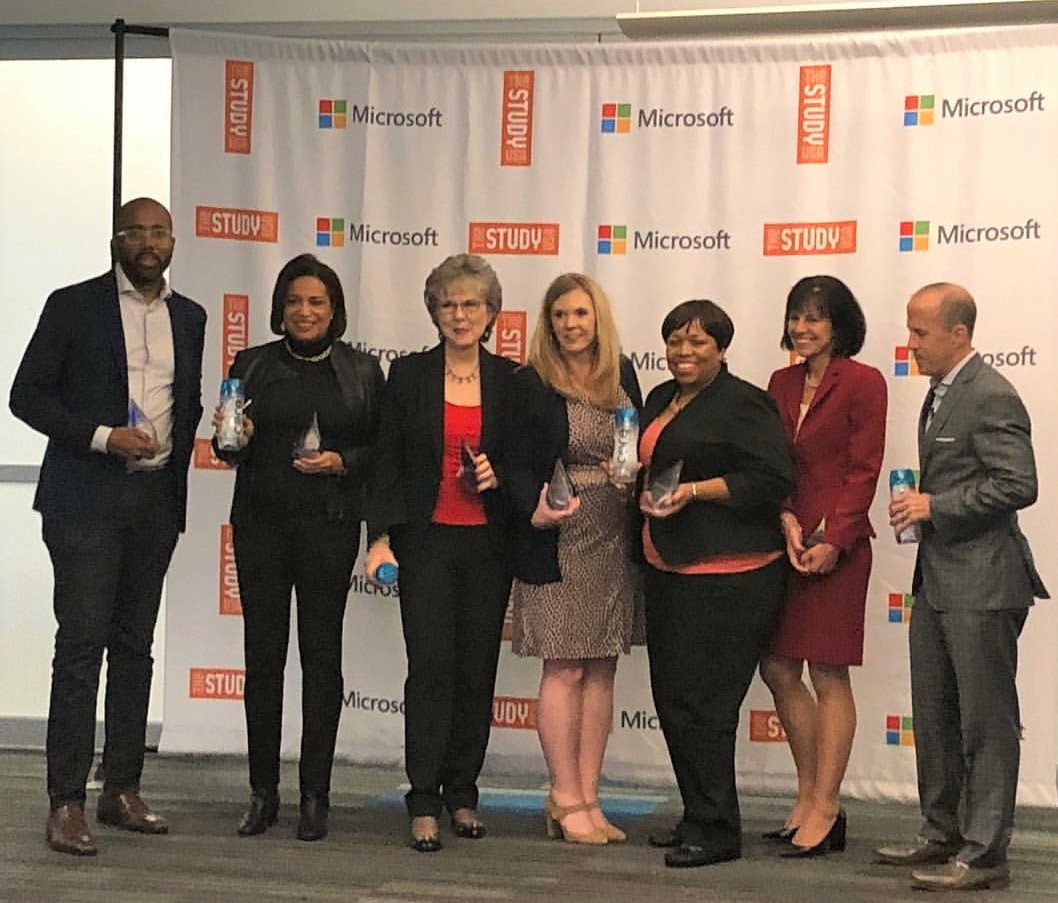 thestudyusa's tweet photo. A Big Thank You to our phenomenal speakers @cortneyabaker @JoanneHarrell  @taniscornell  @MelodyLenox  and #JoanneCaruso for sharing their thoughts on what it takes as a woman to have a seat at the table. Special thank to @reallyraamel  of @Microsoft  for hosting. https://t.co/l8CmVh8hve