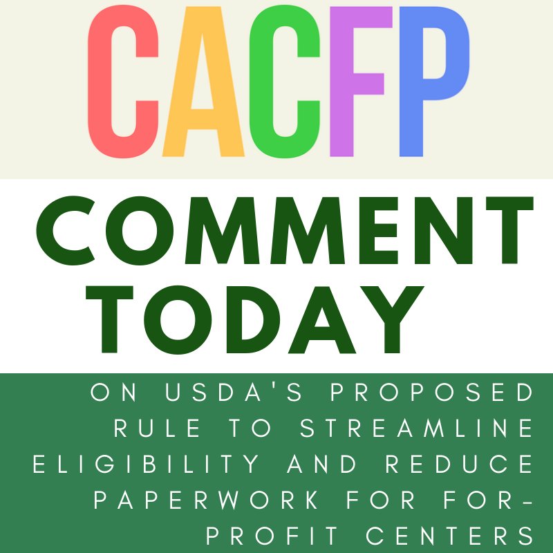 CACFPForum's tweet image. Submit your comments. Download model comments letters. Read all about what the National CACFP Forum is supporting. cacfpforum.com/cacfp-today/co…