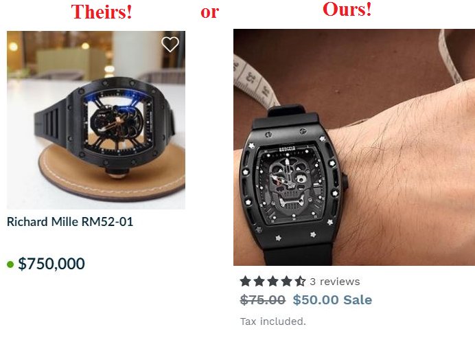 SkulledGet's tweet photo. You can buy a Richard Mille skull watch for $750,000 or you can buy ours that is on sale now for $50 with Free Shipping...you decide!
Men's Watch Sale happening now!
Get Skulled here--> https://t.co/XN789vkVNd
#skull #skulls #skullwatch #skulljewelry
#getskulled https://t.co/moYwuDSbFn