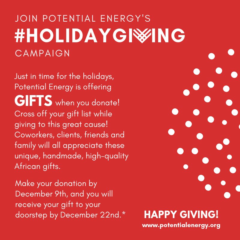 Join Potential Energy's #HolidayGiving campaign and support us today!

Learn more here: tinyurl.com/y9g32nsa