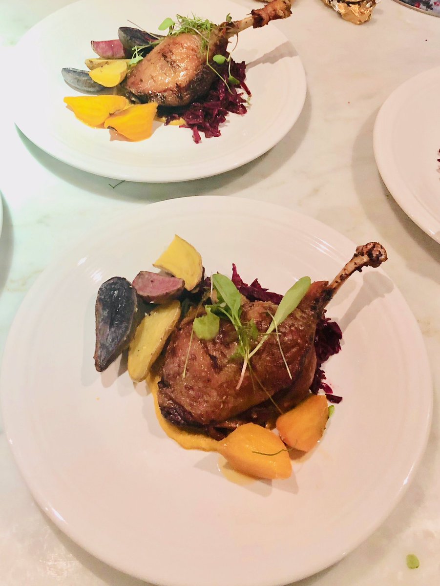 chefalexander1's tweet photo. 3 course dinner part last night! Lemon &amp; pea risotto w/ seared scallops, duck confit, chocolate Carmel mousse cake with honey thyme ice cream https://t.co/5kjziJW8Cx