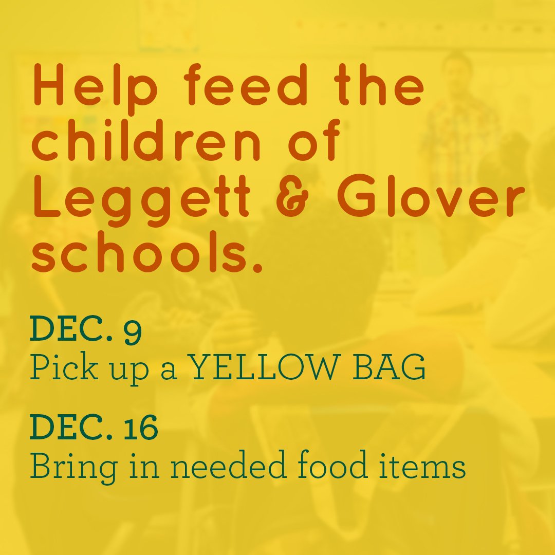 We will be bringing in YELLOW BAG donations early this month, so we can distribute food to school children before their holiday break. On December 9th, we will have yellow bags to pick up. On December 16th, you can bring in needed food items. Your generosity means so much.