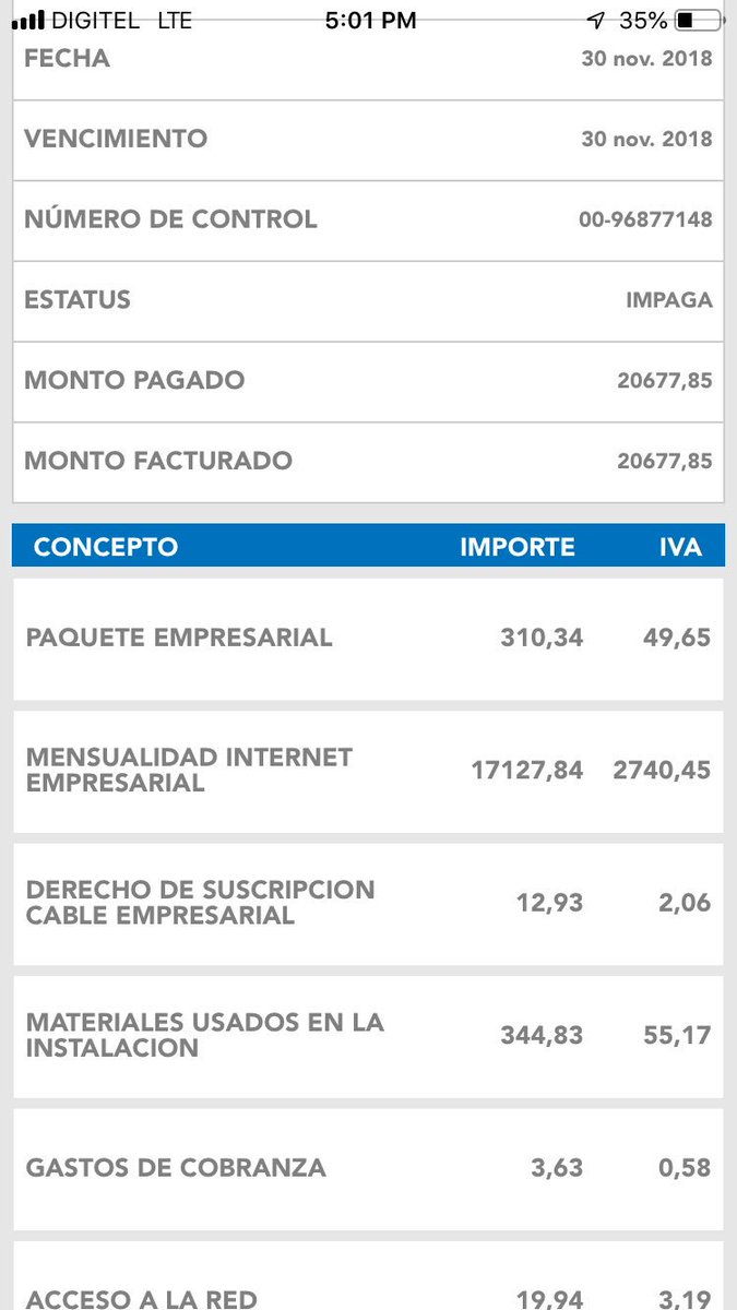 luisale86's tweet photo. @TuMundoInter A ustedes les pica ese culo o que? De 4 mil suben a 9mil para octubre y ahora me encuentro con una factura de 20mil Bs. Por el plan de 10mb? Son anormales o que? Malditos ladrones! @DenunciasSundde https://t.co/tD9AHbyMyh