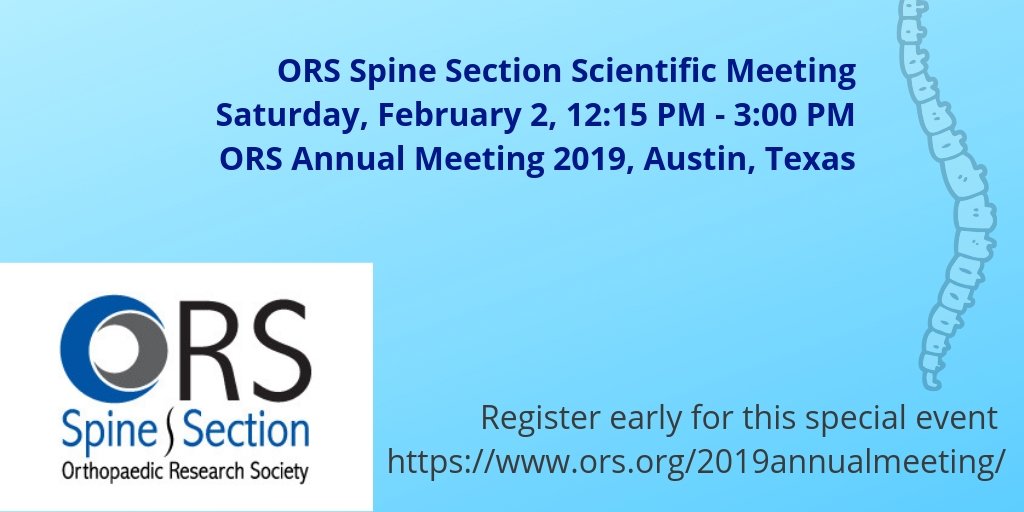 This symposium “In vitro/in vivo spine biomechanics” will highlight the importance of mechanical parameters for spine physiology and pathology. #ORS2019.  Register soon!