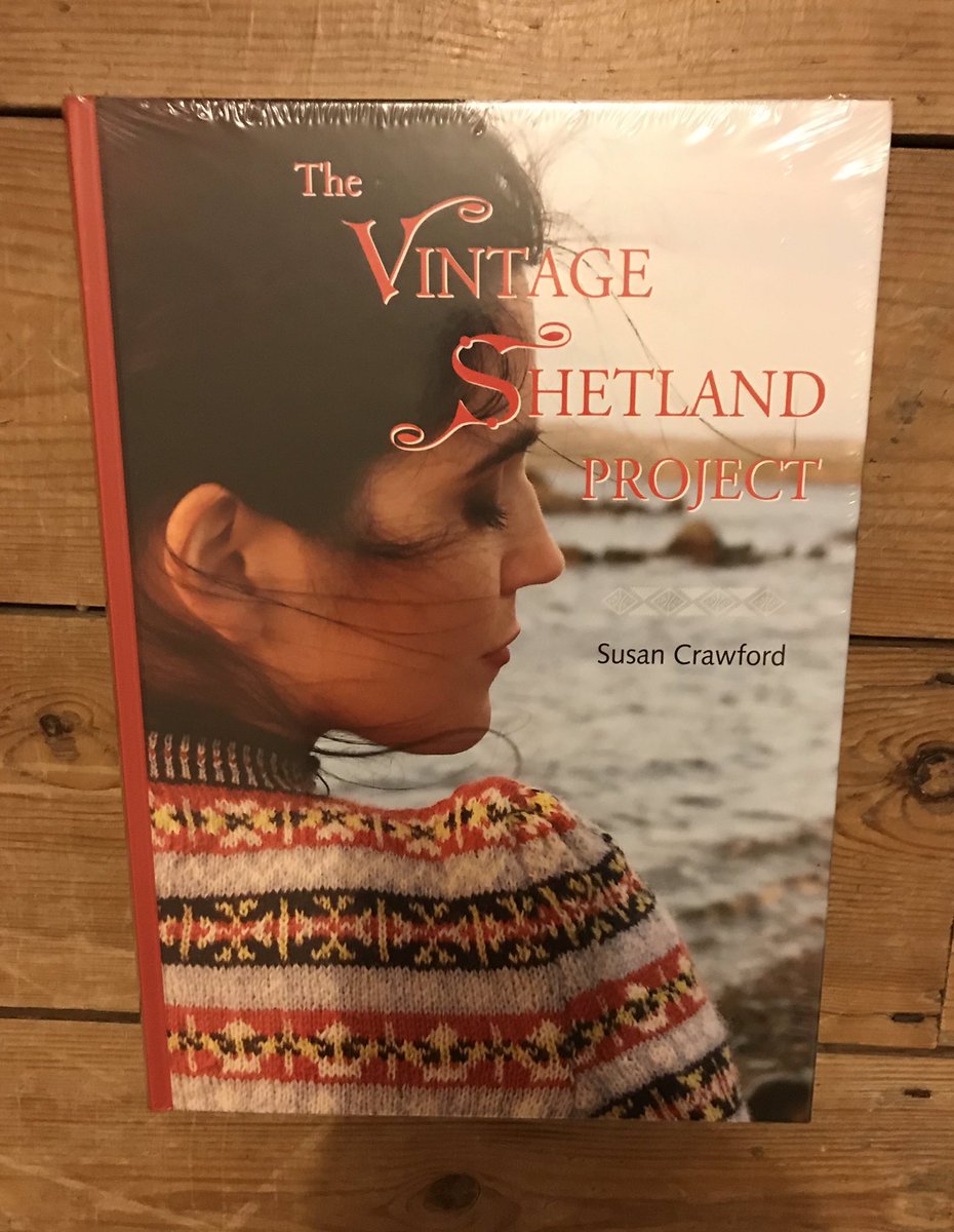 RosMadeMe's tweet photo. I picked this up tonight from @Knitwithattitude tonight, it is still in the wrapper &amp; I am about to open it. I may not sleep tonight! I heard @astitchintime talk about the writing of this book, kill if that is the only way to get a ticket. #shetlandproject #shetlandtextilemuseum https://t.co/SUrhWxvrms