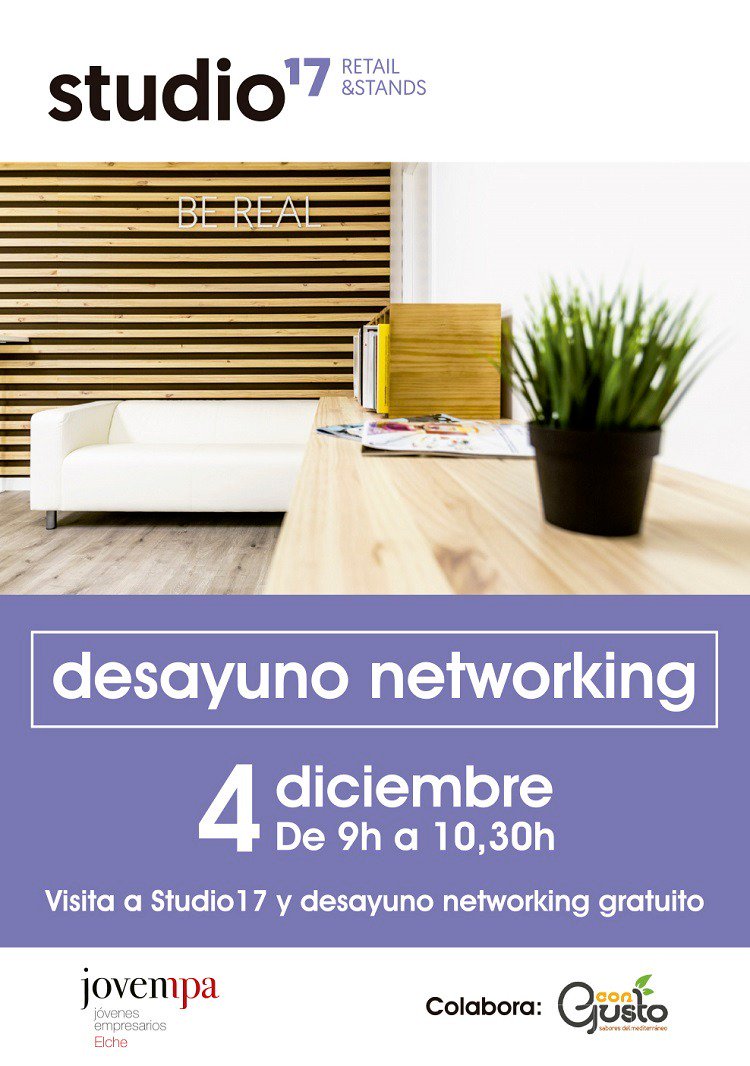 Mañana 4 de Diciembre Networking #desayunojovempa en las instalaciones de .<a href="/Studio17_Retail/">STUDIO 17</a> .<a href="/Jovempa/">Jovempa Federación</a> #sinergias #networking #casosreales