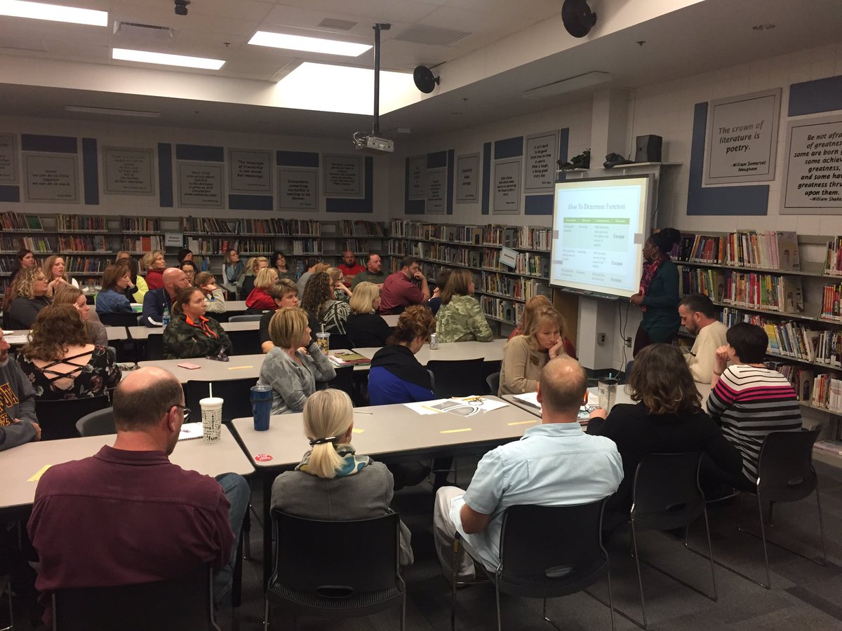 Chardae Rigdon working with our LSMS staff discussing function as it relates to student behavior. She is an amazing resource in our work with our Wildcat students! #LaSallePRIDE