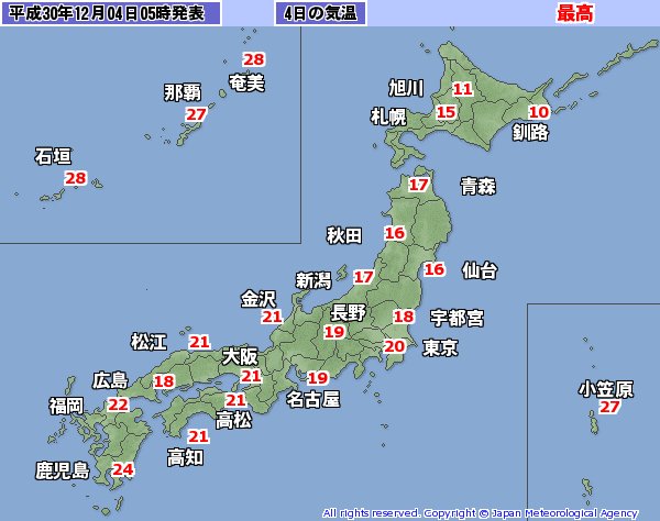 荒木健太郎 やたら暖かくなります 関東は今日4日の最高気温 前後と平年よりだいぶ気温高めの予報 九州南部や沖縄に至っては 12月ですが最高気温25 以上の夏日に 天気予報を上手く使って服装や体調管理等に気をつけましょう T Co A5megaiobn 荒木健太郎 やたら暖かくなります 関東は今日4日の最高気温 前後と平年よりだいぶ気温高めの予報 九州南部や沖縄に至っては 12月ですが最高気温25 以上の夏日に 天気予報を上手く使って服装や体調管理等に気をつけましょう T Co A5megaiobn