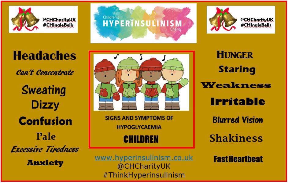 CHCharityUK's tweet photo. In Hyperinsulinism the hypoglycaemia is particularly damaging &amp; extremely dangerous.  In fact, hypoglycaemia with clinical signs is a medical emergency, requiring immediate checking of blood sugars &amp;  treatment. This image shows you the signs &amp; symptoms in Children. https://t.co/EjYhi3napN
