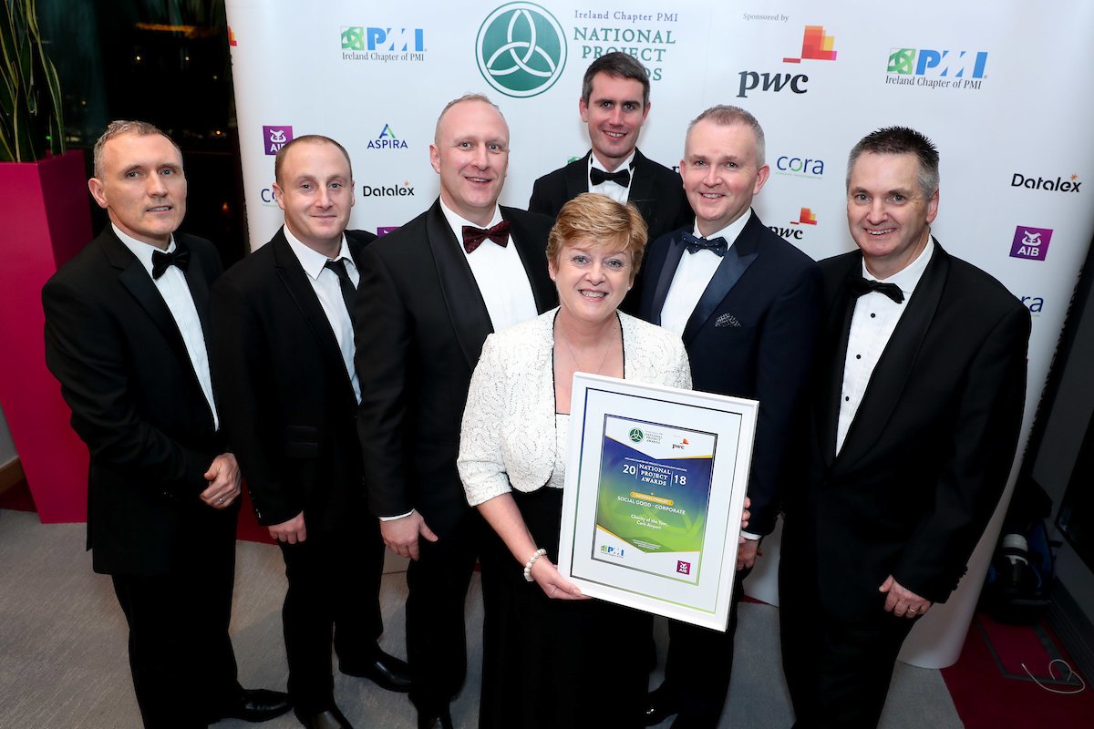 pmiirl's tweet photo. Winning the Project Management for Social Good - Corporate Award, sponsored by @AIBBiz, was @CorkAirport. The team won for its Charity of the Year programme #ProjectAwards18 https://t.co/dBkSmA0OyO