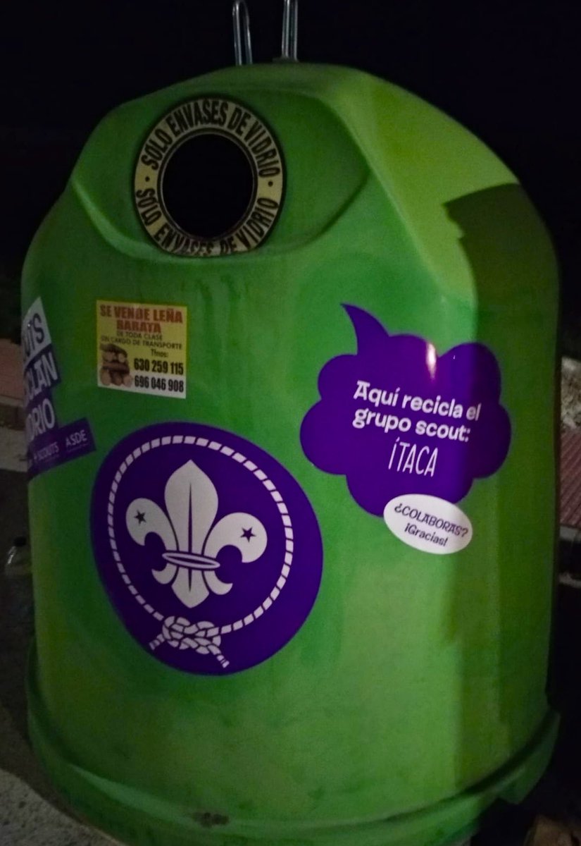 ItacaScout603's tweet photo. Nuestro grupo ya tiene su contenedor para la campaña de reciclaje de vidrio lanzada a nivel regional.
Hagamos lo que esté en nuestras manos para dejar este planeta mejor de como lo encontramos.

VAMOS A LLENARLO!! 😁😁

@scout_es @asde_exmu  @ecovidrio

#ScoutsReciclanVidrio https://t.co/SeFBJXhDzK