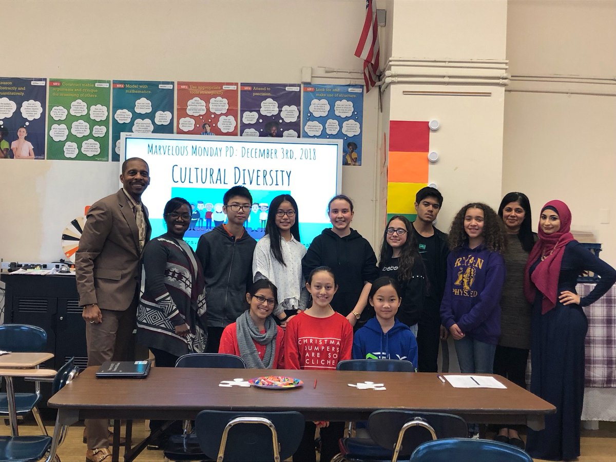 ReginaldLandeau's tweet photo. Principal @ReginaldLandeau attending #diversity training for staff at #MS216Q today. Led by #Ryan students telling their stories &amp; truths about what it’s like to be in a school that has over 32 languages w/students from 45 countries. @DOEChancellor @cherylwillsny1 @CWATSONHARRIS https://t.co/9Sy055KqCf