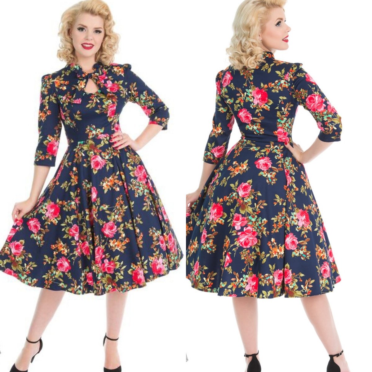 Another new dress in stock, size 8-18. Pretty floral print on cotton with neck tie detail and pockets! Come and try one on - we have new petticoats and boleros too to complete your outfit 🛍
#vintagestyle #vintagedress #vintagefloral #retrostyle #1950sstyle #roses #winterdress