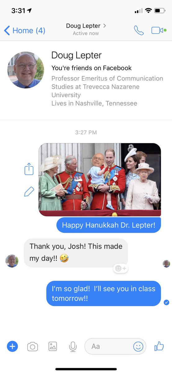 JConnerty's tweet photo. My professor LOVES the royal family.  I photoshopped his face onto His Royal Highness Prince Louis of Cambridge and he asked me to send it to him and then offered me extra credit.  What a sweetheart 💕 https://t.co/yg1FO8ok5w