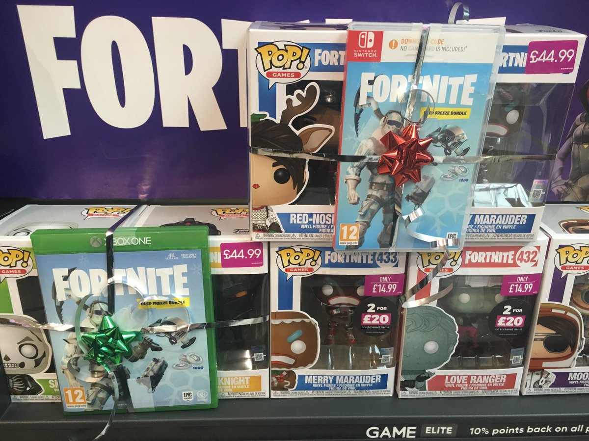 TabbyLoaf's tweet photo. Nothing says #Xmas like ..
❄️ 2 #Fortnite Pop Vinyls
(including our #GAMEexclusive #RedNosedRaider)
❄️ Deep Freeze skin, glider and axe
❄️ 1000 #vbucks for your #FortniteSeason7 battlepass
All for £44.99
🔥🔥Add £10 of digital credit to upgrade to that #Battlebundle 🔥🔥 https://t.co/lXYrF7GmYS