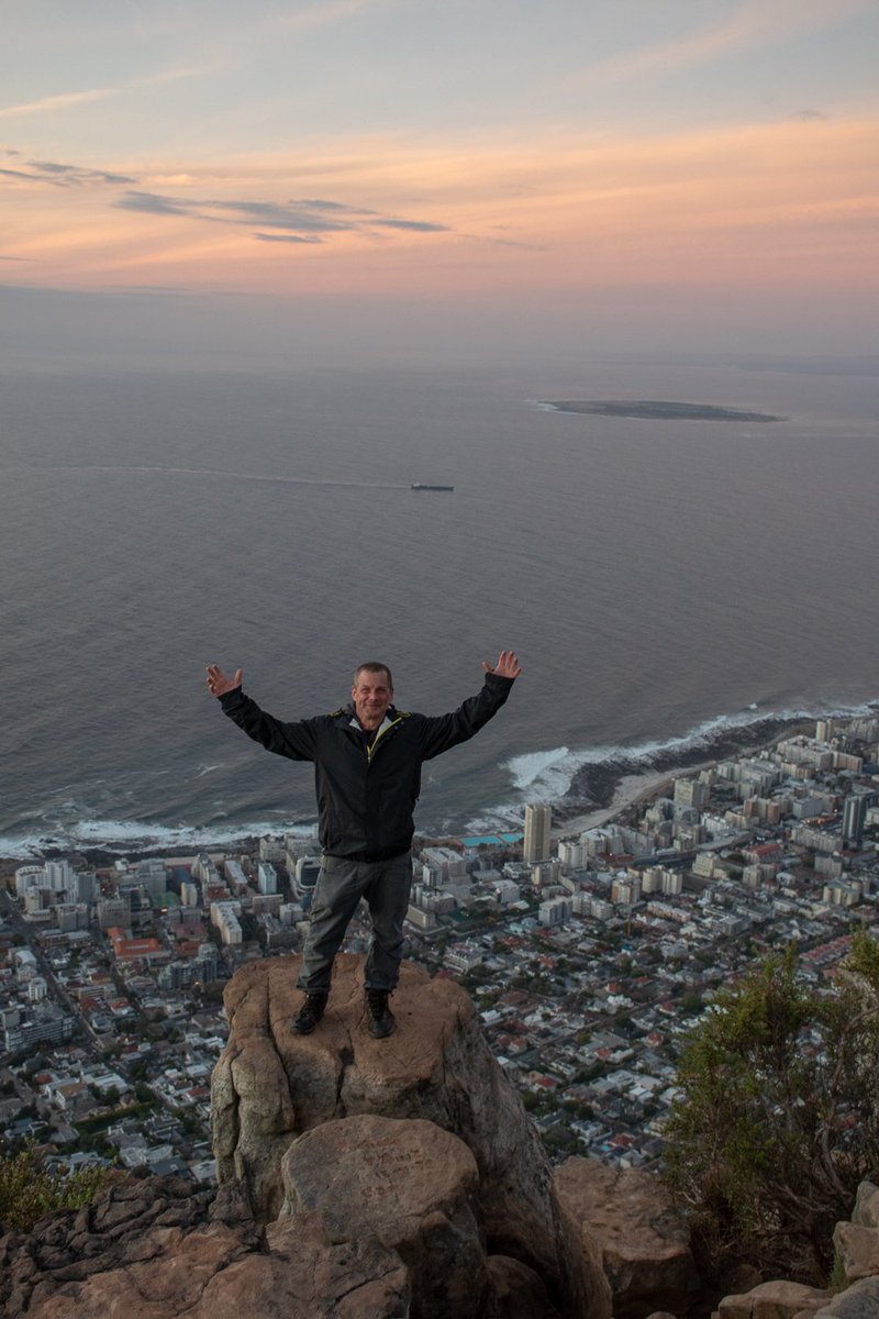 DrGaryHammer's tweet photo. Lions Head – Nighttime hike, small via ferrata scramble at top. Adrenals  firing on all cylinders.  Spectacular views. Thanks Karl Storbeck-amazing hospitality, generosity. Highlight of Capetown-other than remarkable ICHSHC &amp; ICE meetings of course @TheEndoSociety @UMRogelCancer https://t.co/rskfWTysxq