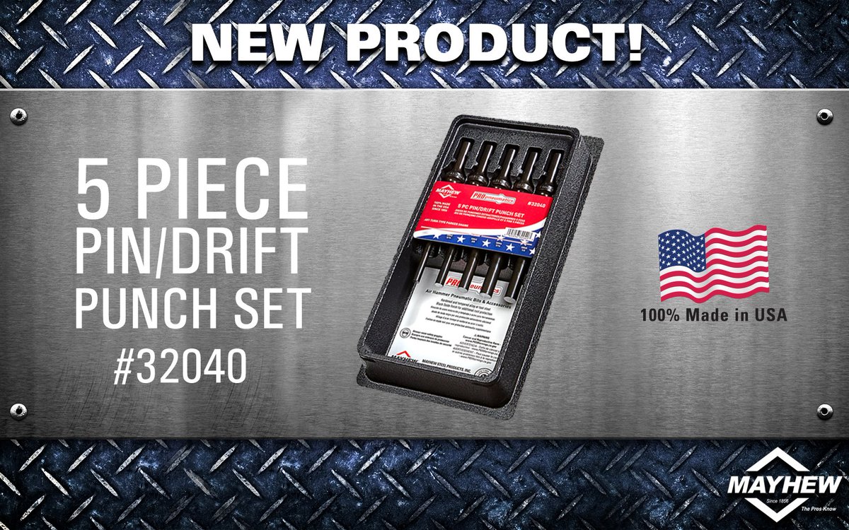 mayhewtools's tweet image. Our 5 Piece Pin Drift #PunchSet is designed to easily remove rusted bolts and pins. Learn more:
mayhew.com/product/32040-…