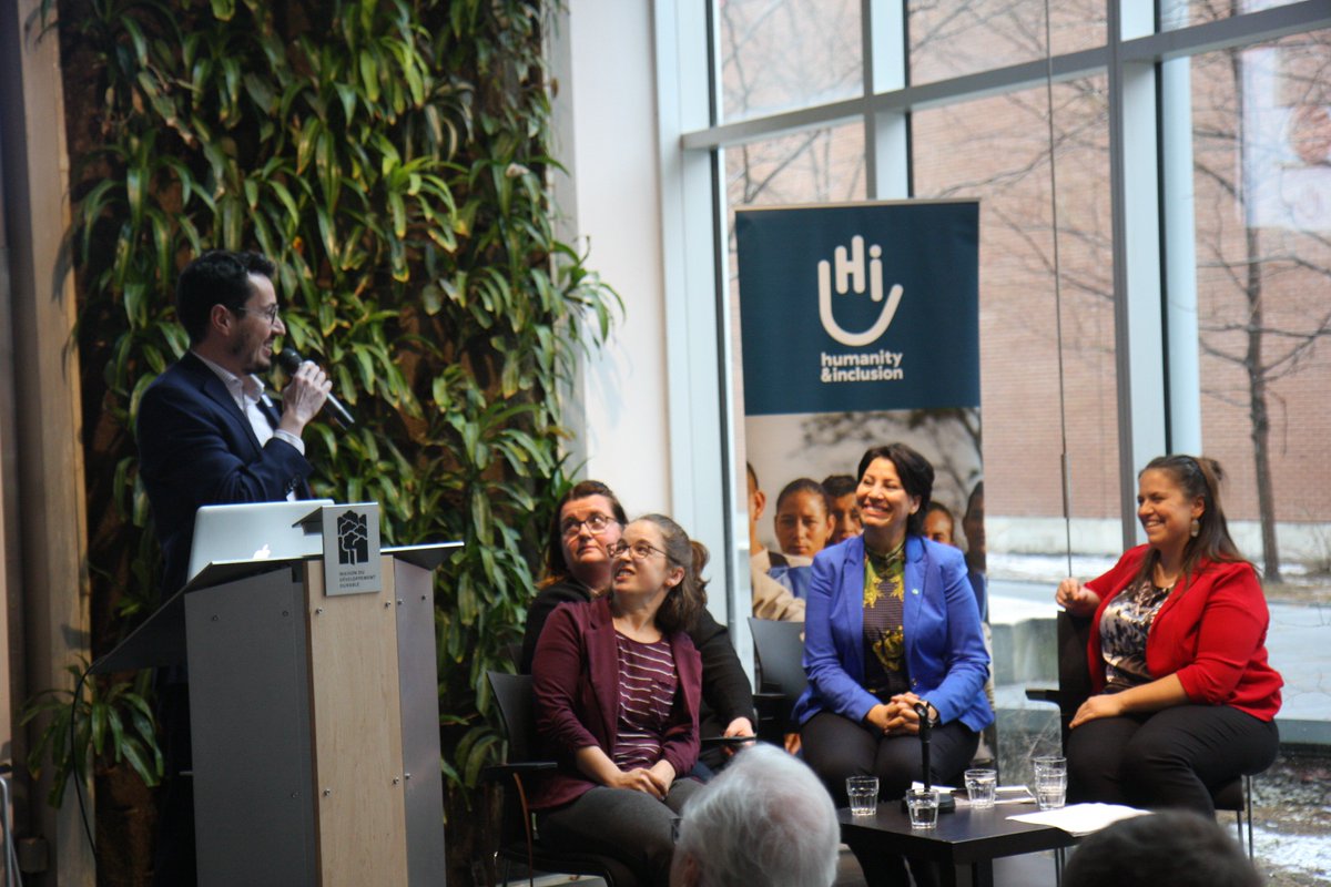 HI_Canada's tweet photo. Pour la #JIPH2018, HI a organisé une conférence sur l'emploi inclusif à la @MaisonDD avec #Deloitte, #Sphère, le #Roseph et Maude Massicotte. Merci à tous les participants réunis pour favoriser l'#inclusion des personnes #handicapées dans le monde du travail. https://t.co/Ms9BVFZgsI