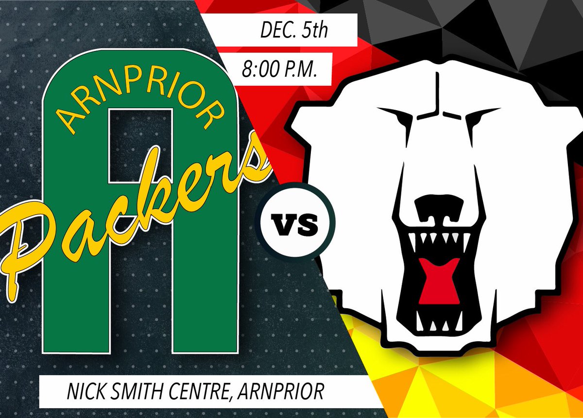 PackersHockey's tweet photo. 🇨🇦ARNPRIOR V BERLIN🇩🇪
Come out to the Nick Smith Centre this Wednesday as your Packers take on @ebjuniors. We should be in for some fireworks Wednesday night as Arnprior attempts to knock off Berlin.
General Admission: $10.00
Students &amp; Seniors: $5.00
Kids 13 &amp; under: FREE!! https://t.co/kKkb4LYxpk