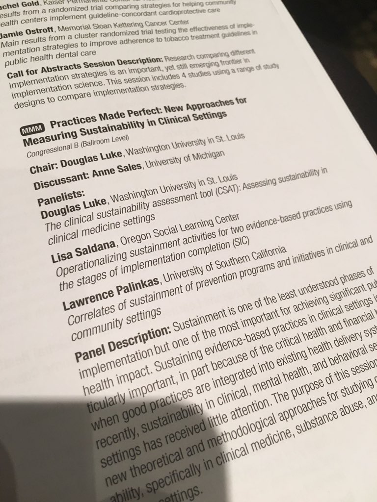 Excited to see Dr. Douglas Luke and colleagues present on measuring sustainability in clinical settings at #DIScience18.