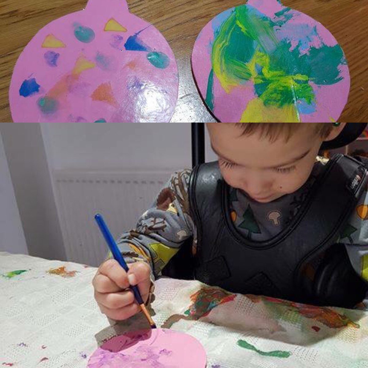 CHCharityUK's tweet photo. Great job Ewan!! Thank you 4 sending in this great art work!!  We love these colourful baubles 😍 Our #CHIngleBells Kids Art &amp; Crafts is on until the 22nd December. We would love to see your Kids festive art &amp; crafts, each one will be entered into our special kids prize draw.🎨 https://t.co/Xz7Uh79h6b