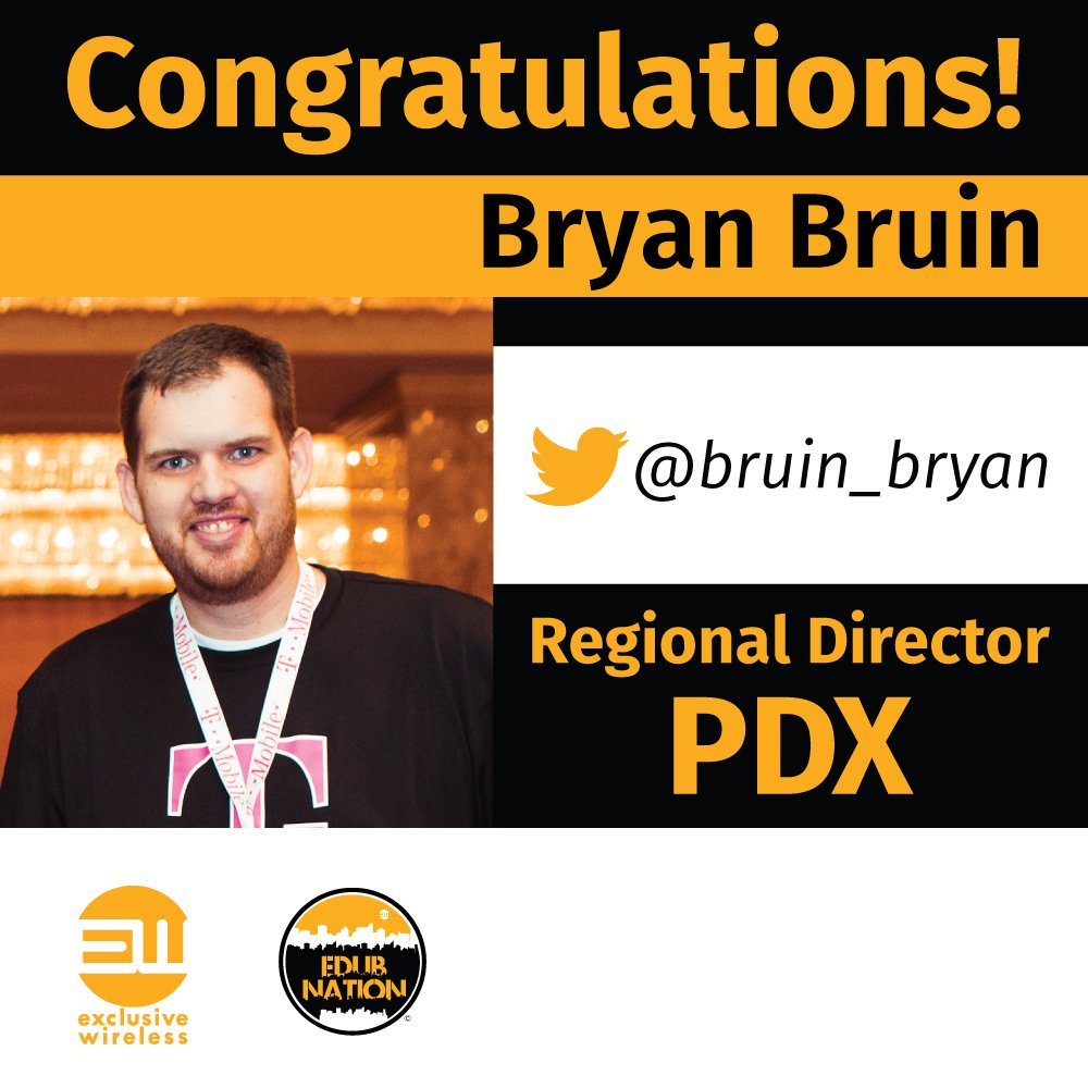 Exclusive Wireless (@realewinc) on Twitter photo EW would like to officially congratulate <a href="/bruin_bryan/">Bryan Bruin</a> on his new role as Regional Director at PDX. We are confident he will bring all the same great skills as a leader he displayed in our Boise Market. #EDUBNation #CongratulationsPDX EW would like to officially congratulate <a href="/bruin_bryan/">Bryan Bruin</a> on his new role as Regional Director at PDX. We are confident he will bring all the same great skills as a leader he displayed in our Boise Market. #EDUBNation #CongratulationsPDX
