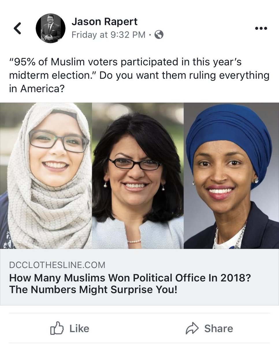 clarketucker's tweet photo. When officials make statements like this, it poses a threat to the fundamental American values of freedom, democracy &amp; security. Our nation’s diversity is to be celebrated—not feared. I’d welcome constructive conversation, with @jasonrapert or anyone, on ways we can do that #arpx https://t.co/4b09mtcP00