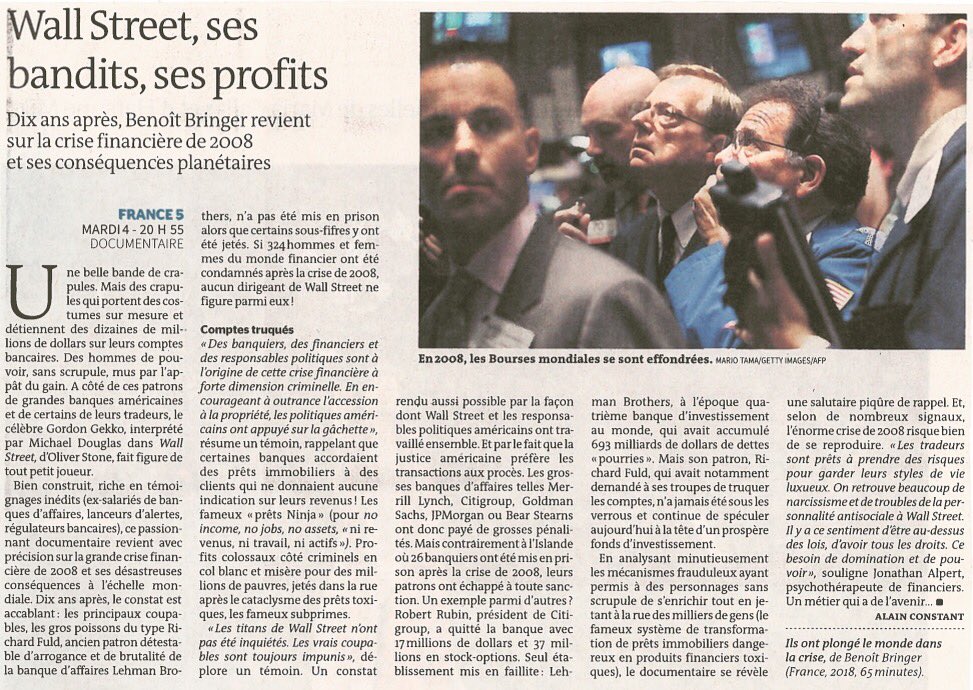 BankstersMovie's tweet photo. « Passionnant et salutaire » La critique de #Banksters « Ils ont plongé le monde dans la crise » signée @lemondefr https://t.co/JFsvspXTkS